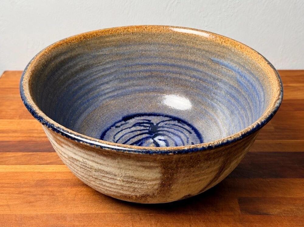 Vintage Schaefer Studio Pottery Bowl | Cobalt Blue Stoneware Mid Century